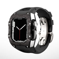 Carbon Fiber And Titanium Case With Fluororubber Strap For Apple Watch 44/45 MM - Mycasety Mycasety