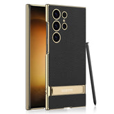 Leather Electroplated Protective Phone Case With Invisible Holder For Samsung Galaxy S24 S23 Ultra Plus - Mycasety Mycasety