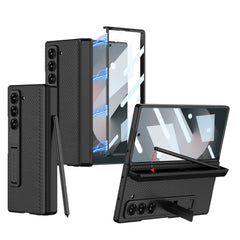 Magnetic Pen Box Shockproof Leather Phone Case With Screen Glass Protector For Galaxy Z Fold 6/5/4/3