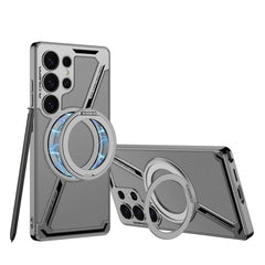 Electroplating Leather Shockproof Phone Case With Magnetic Ring Holder For Galaxy