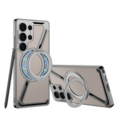 Electroplating Leather Shockproof Phone Case With Magnetic Ring Holder For Galaxy