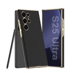 Golden Electroplated Leather Shockproof Phone Case For Galaxy