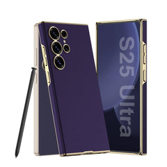 Golden Electroplated Leather Shockproof Phone Case For Galaxy