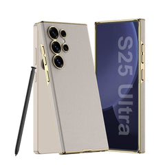 Golden Electroplated Leather Shockproof Phone Case For Galaxy