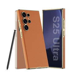 Golden Electroplated Leather Shockproof Phone Case For Galaxy