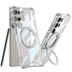 Transparent Shockproof Phone Cover With Magnetic Ring Holder For Galaxy