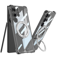 Transparent Shockproof Phone Cover With Magnetic Ring Holder For Galaxy