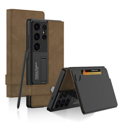 Leather Shockproof Phone Cover With Bracket For Galaxy