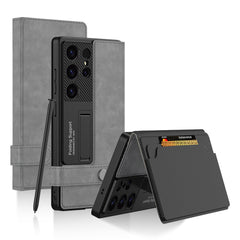 Leather Shockproof Phone Cover With Bracket For Galaxy