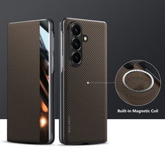 Luxurious Leather Cover With Magnetic Coil & Card Holder For Galaxy Z Fold 7/6/5/4
