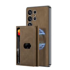 Leather Shockproof Phone Case With Magnetic Card Holder For Galaxy
