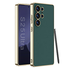 Leather Golden Electroplated Protective Phone Case For Galaxy