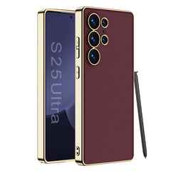 Leather Golden Electroplated Protective Phone Case For Galaxy