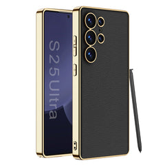 Leather Golden Electroplated Protective Phone Case For Galaxy