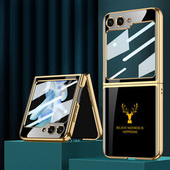 Electroplating Deer Pattern Drop-proof Phone Case For Samsung Galaxy Z Flip5 Flip4 Flip3 - Mycasety Mycasety