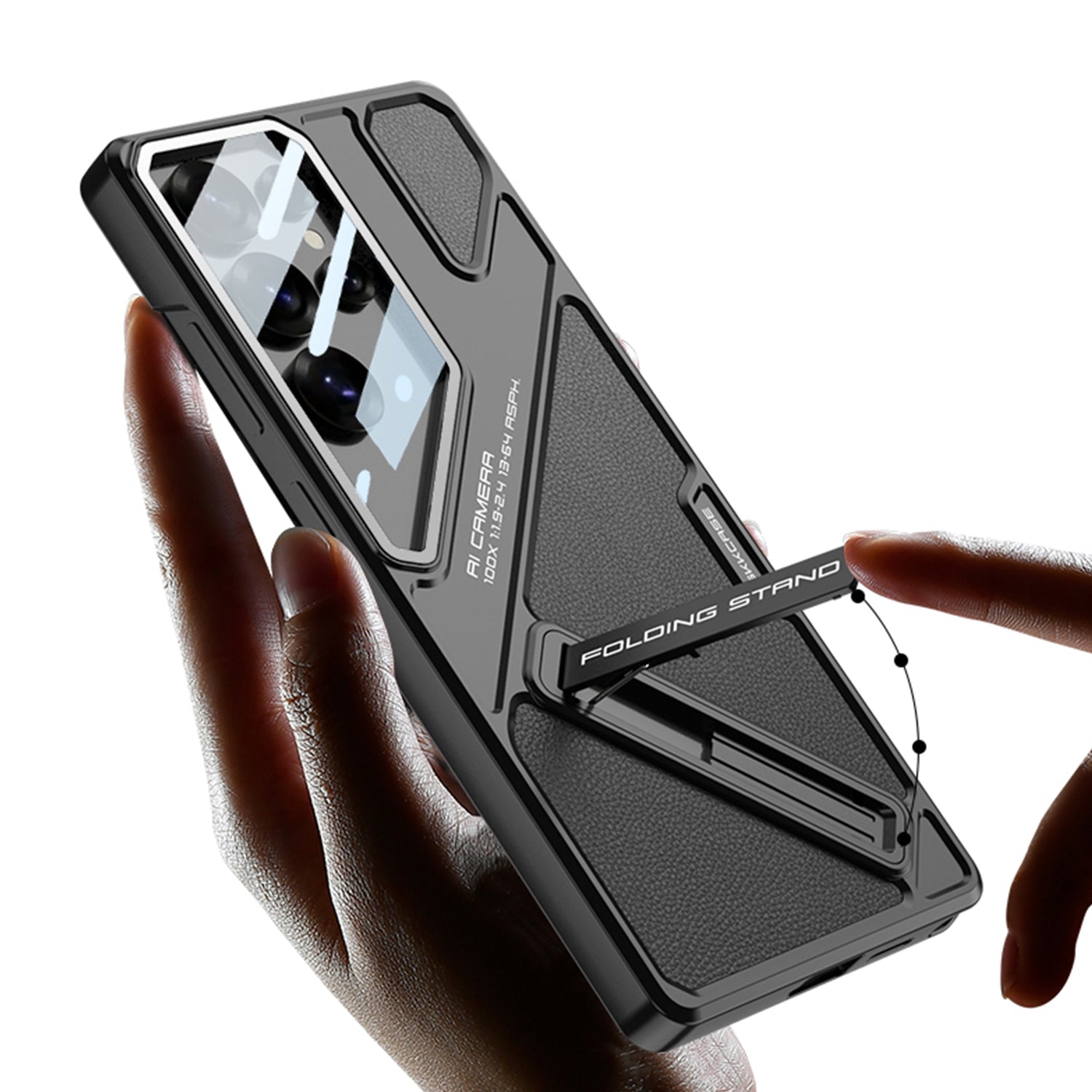 Full Lens Protection Leather Phone Case With Holder For Galaxy