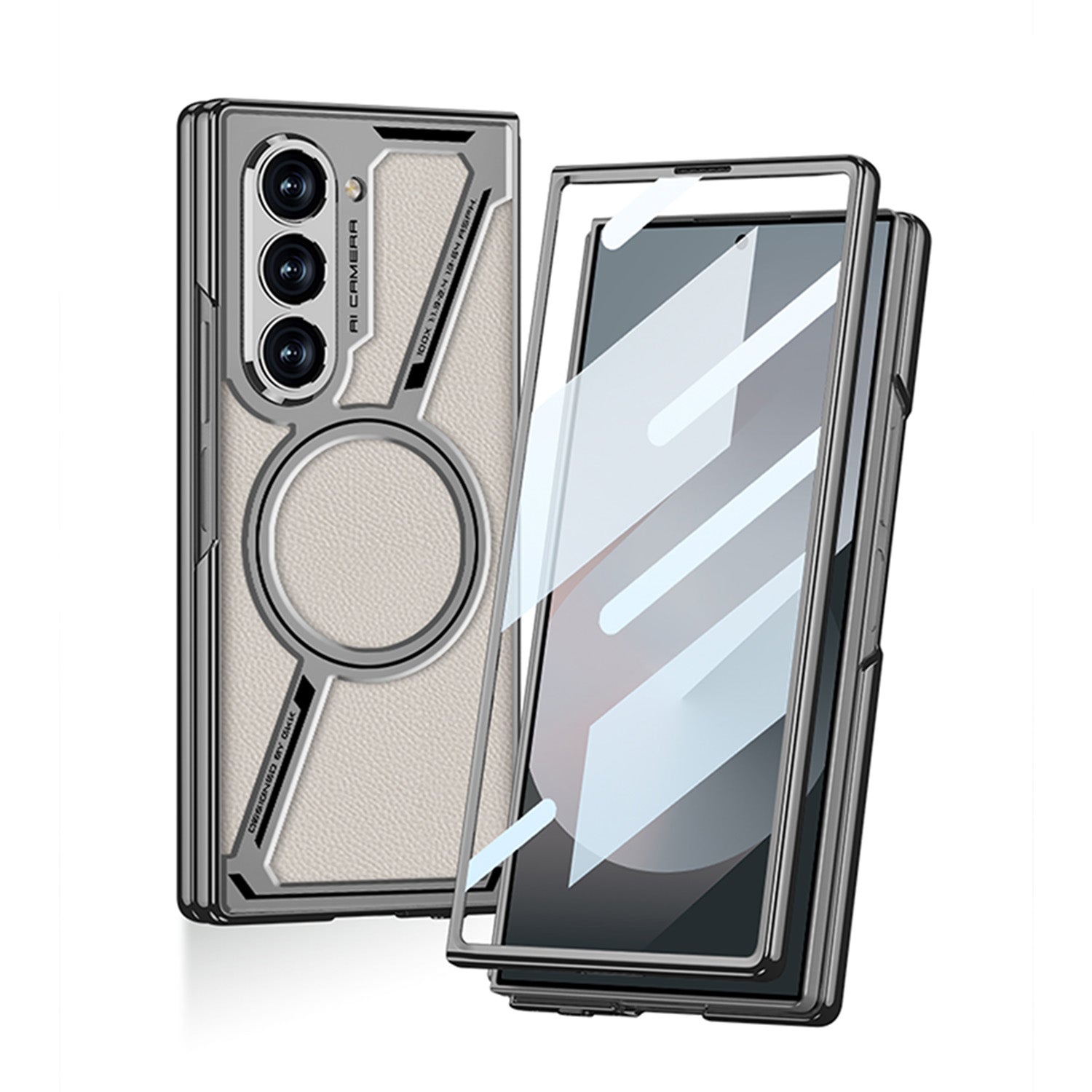 Electroplating Leather Shockproof Phone Case With Screen Protector For Galaxy Z Fold6