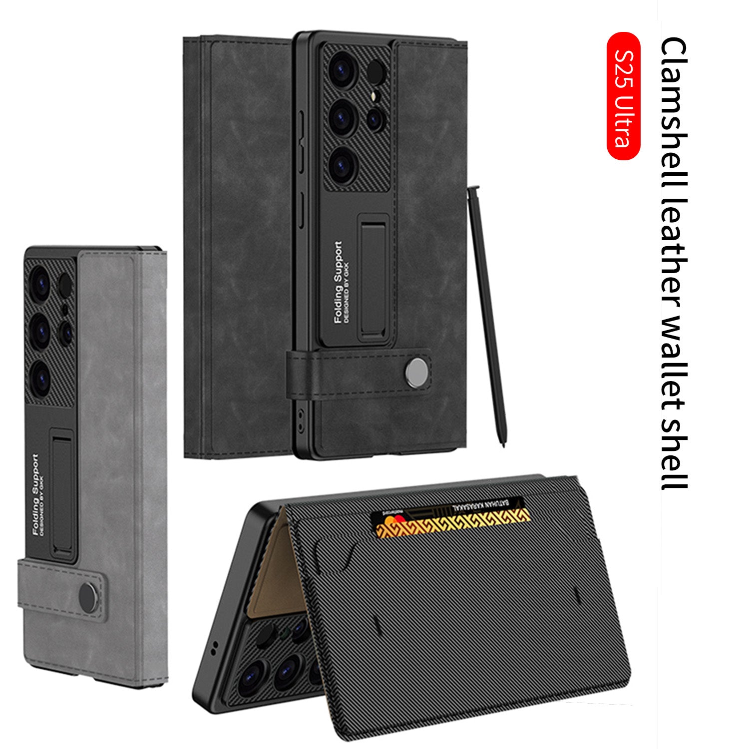 Leather Shockproof Phone Cover With Bracket For Galaxy
