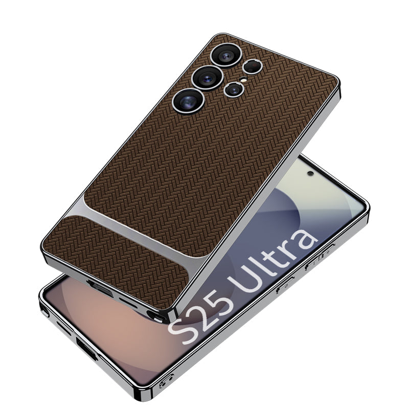 Electroplated Leather Shockproof Phone Case For Galaxy