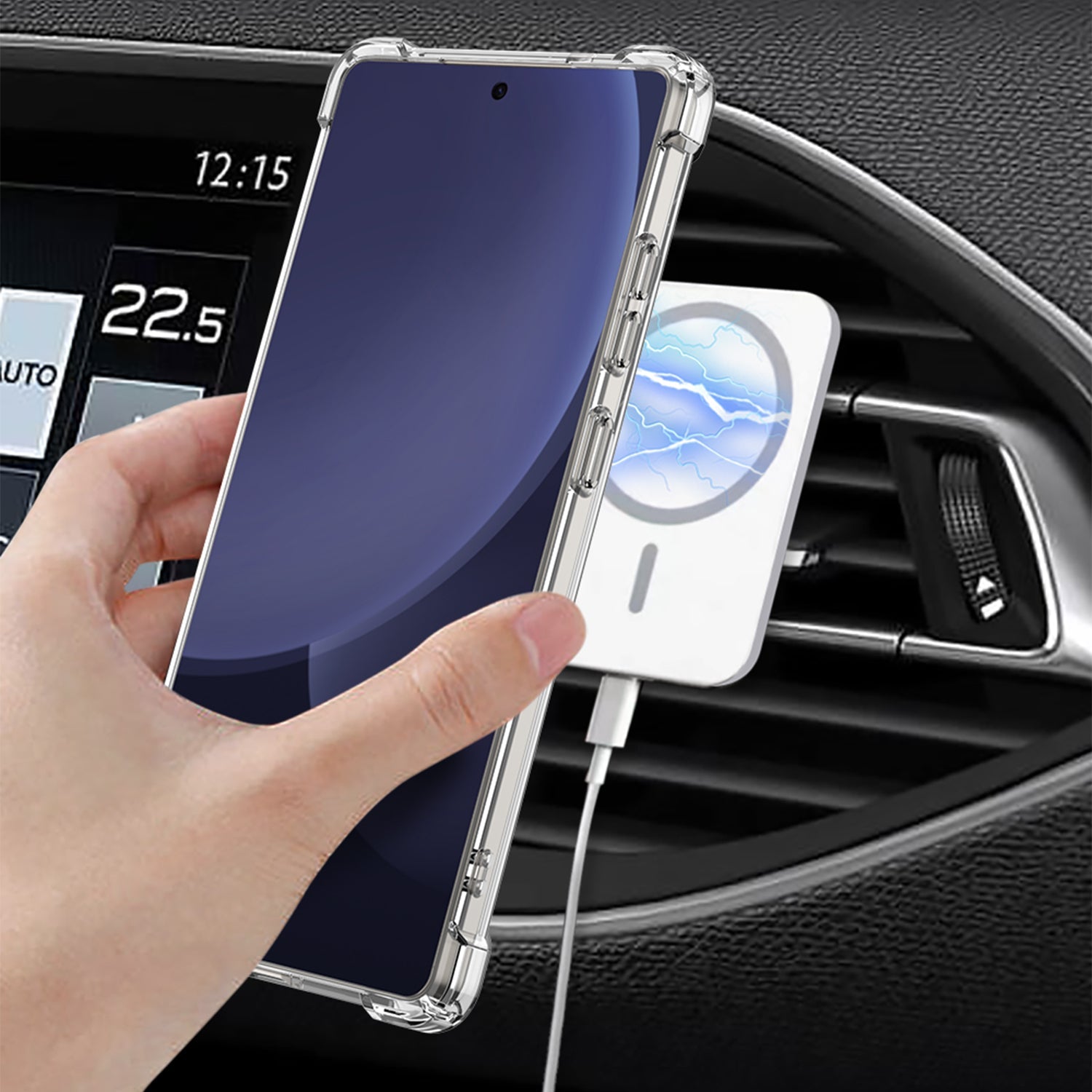 Transparent Shockproof Phone Cover With Magnetic Ring Holder For Galaxy