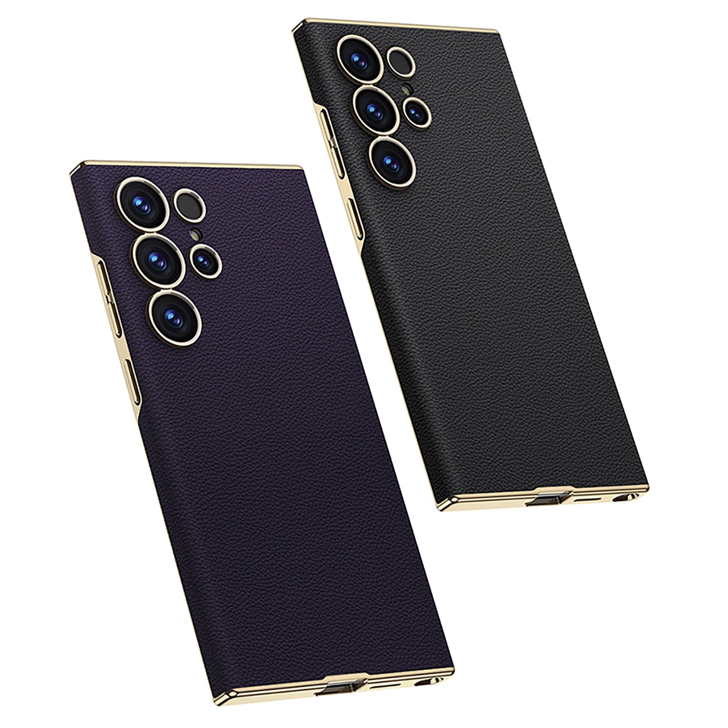 Golden Electroplated Leather Shockproof Phone Case For Galaxy