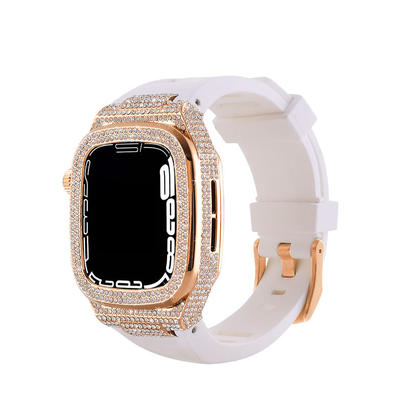 Luxury Metal Crystal Diamond Case Strap For Apple Watch Series 44/45mm - mycasety2023 Mycasety