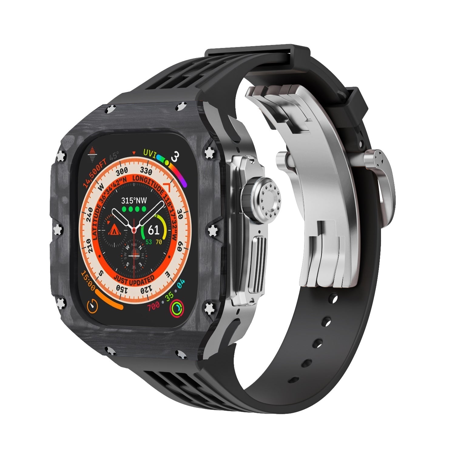 Luxurious Carbon Fiber Case Strap For Apple Watch Ultra 49 mm - Mycasety Mycasety