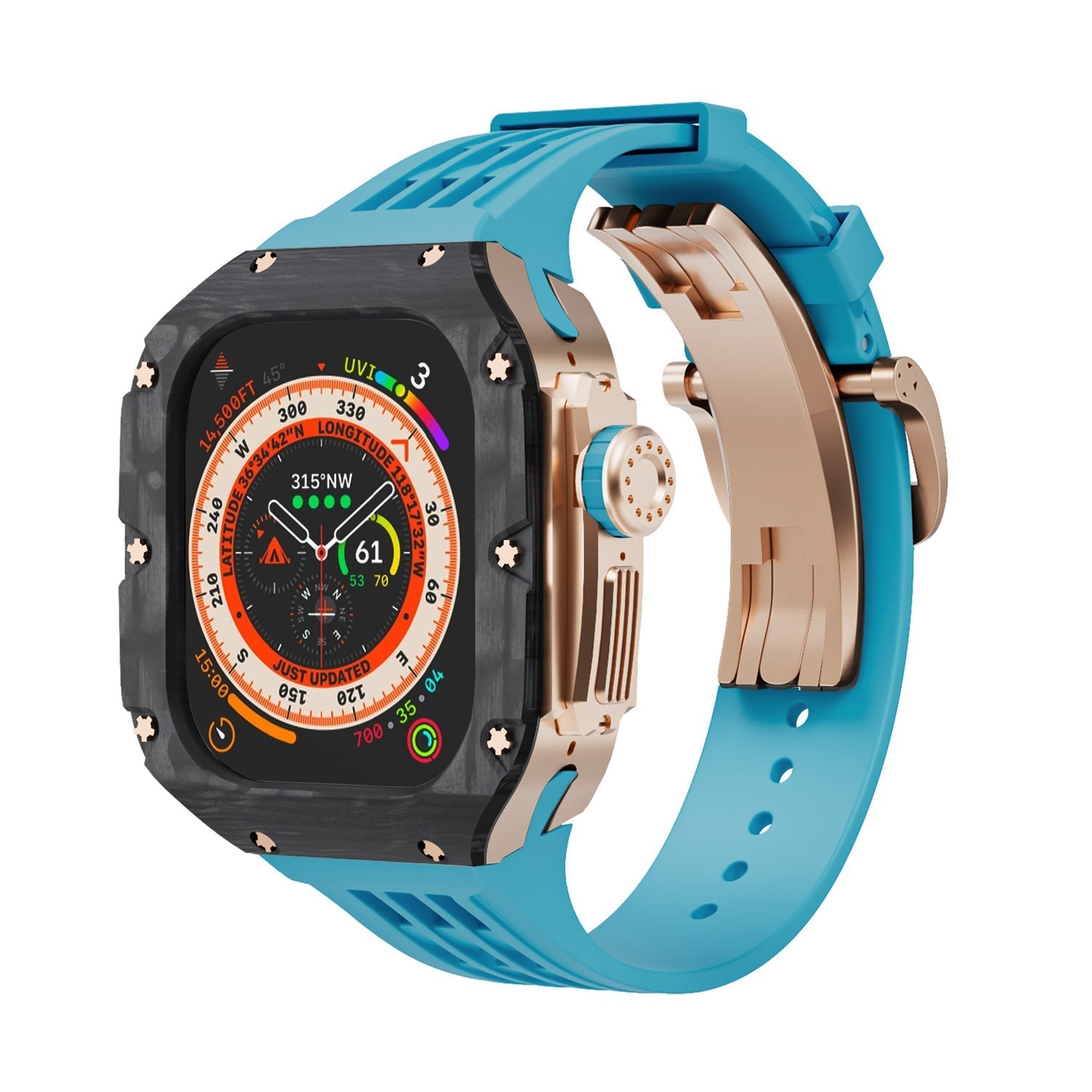 Luxurious Carbon Fiber Case Strap For Apple Watch Ultra 49 mm - Mycasety Mycasety