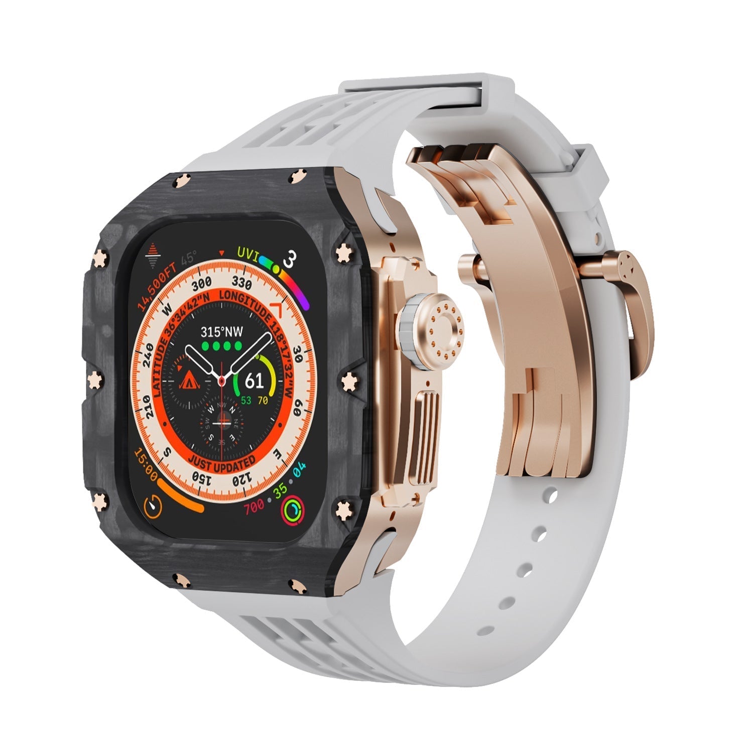 Luxurious Carbon Fiber Case Strap For Apple Watch Ultra 49 mm - Mycasety Mycasety