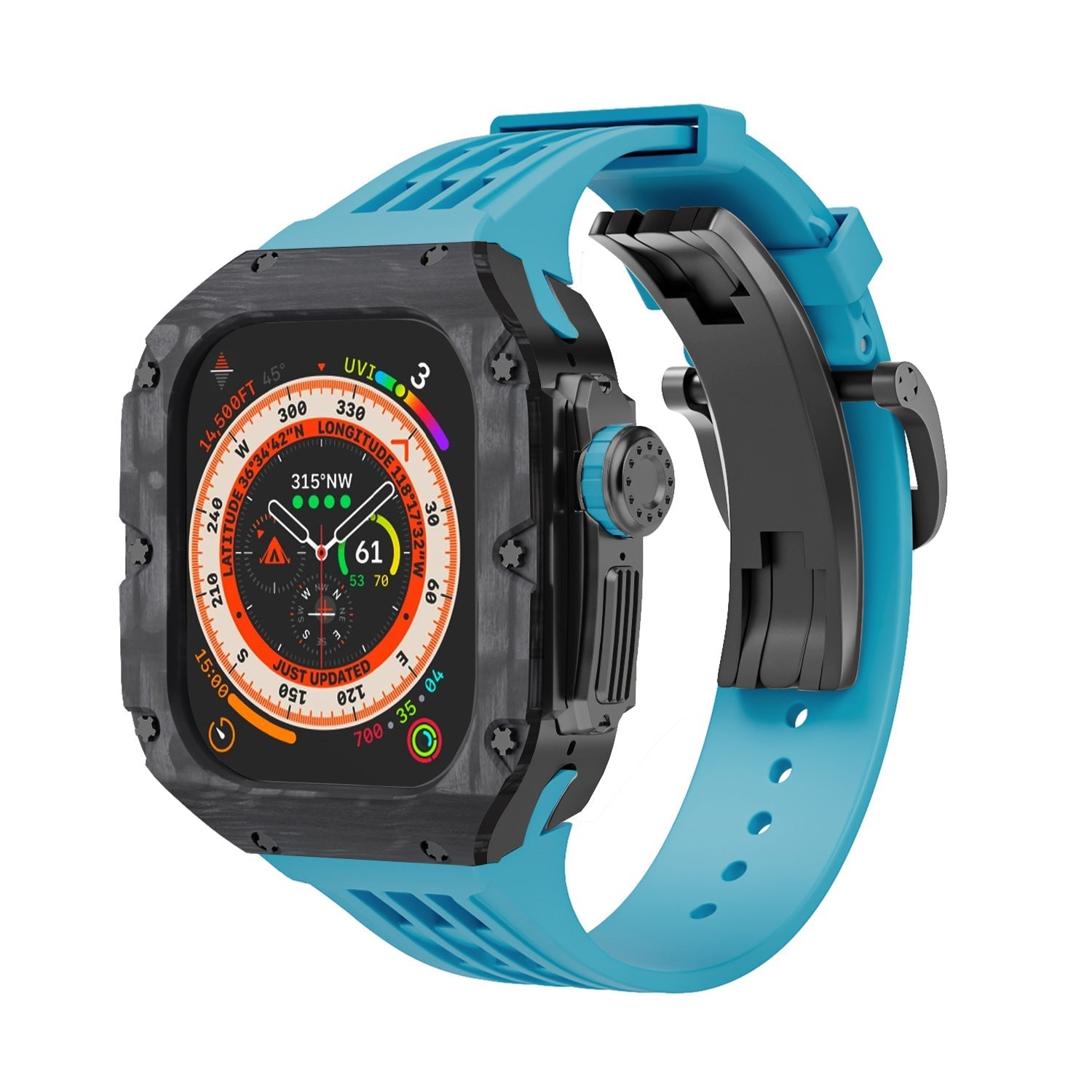 Luxurious Carbon Fiber Case Strap For Apple Watch Ultra 49 mm - Mycasety Mycasety