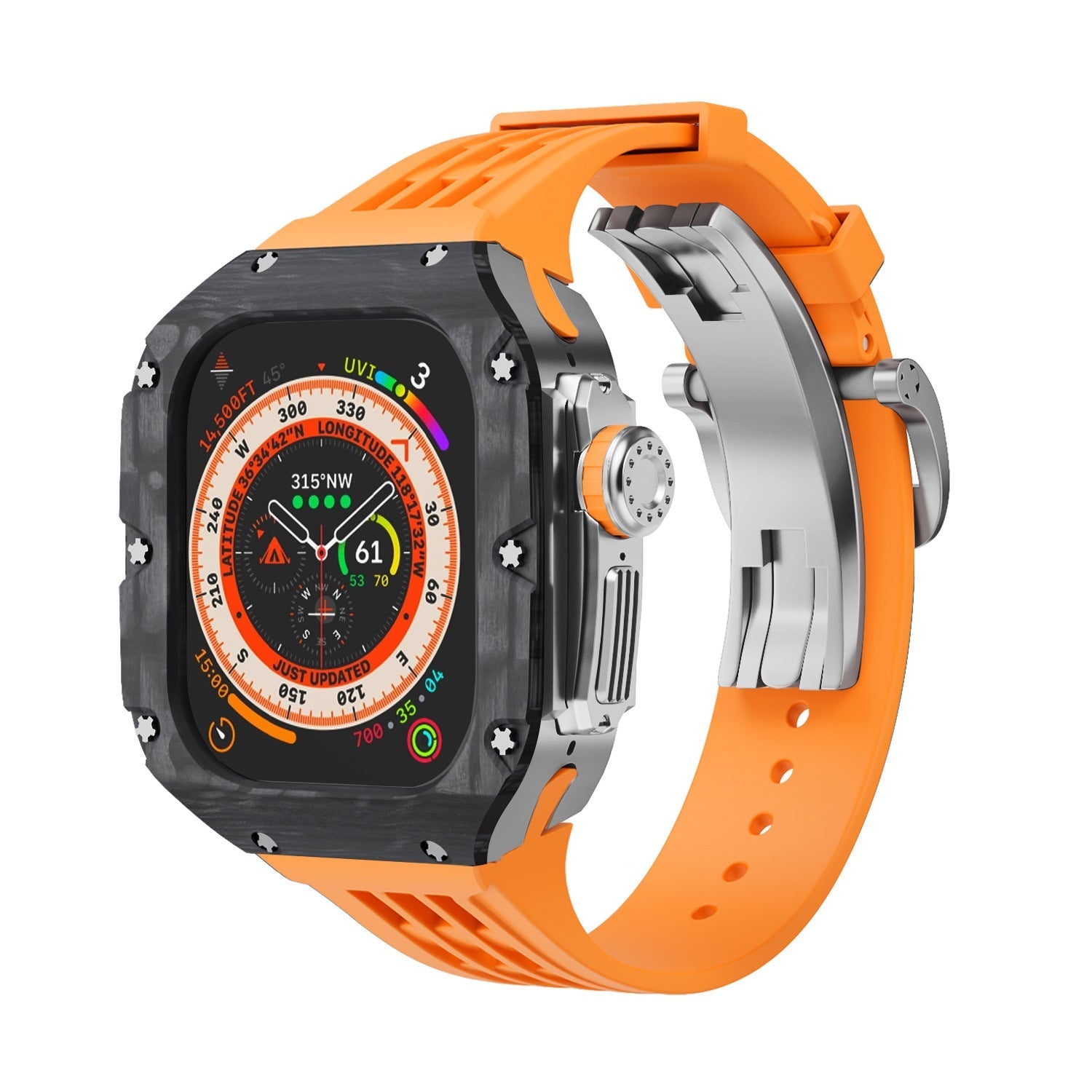 Luxurious Carbon Fiber Case Strap For Apple Watch Ultra 49 mm - Mycasety Mycasety