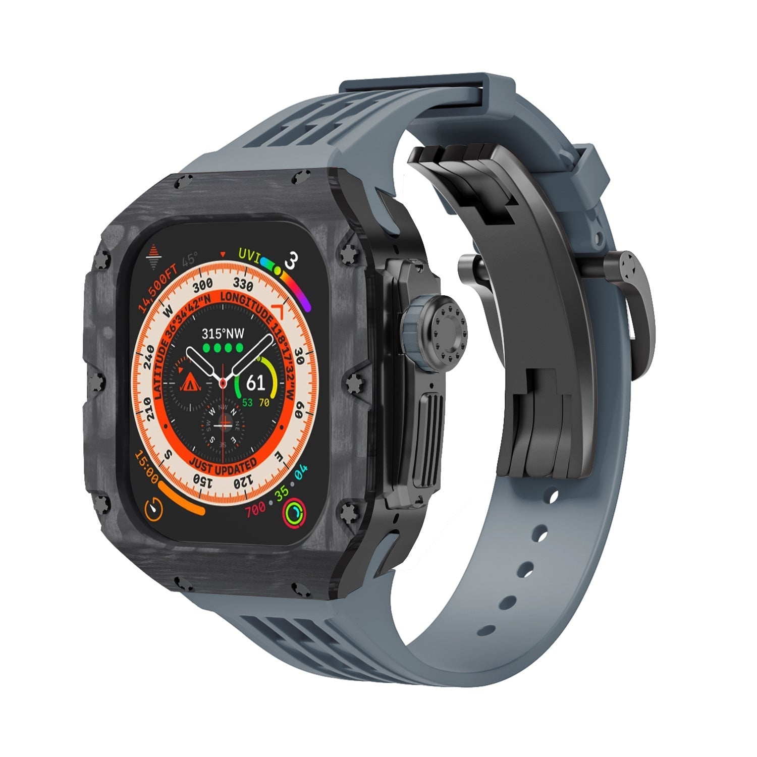Luxurious Carbon Fiber Case Strap For Apple Watch Ultra 49 mm - Mycasety Mycasety