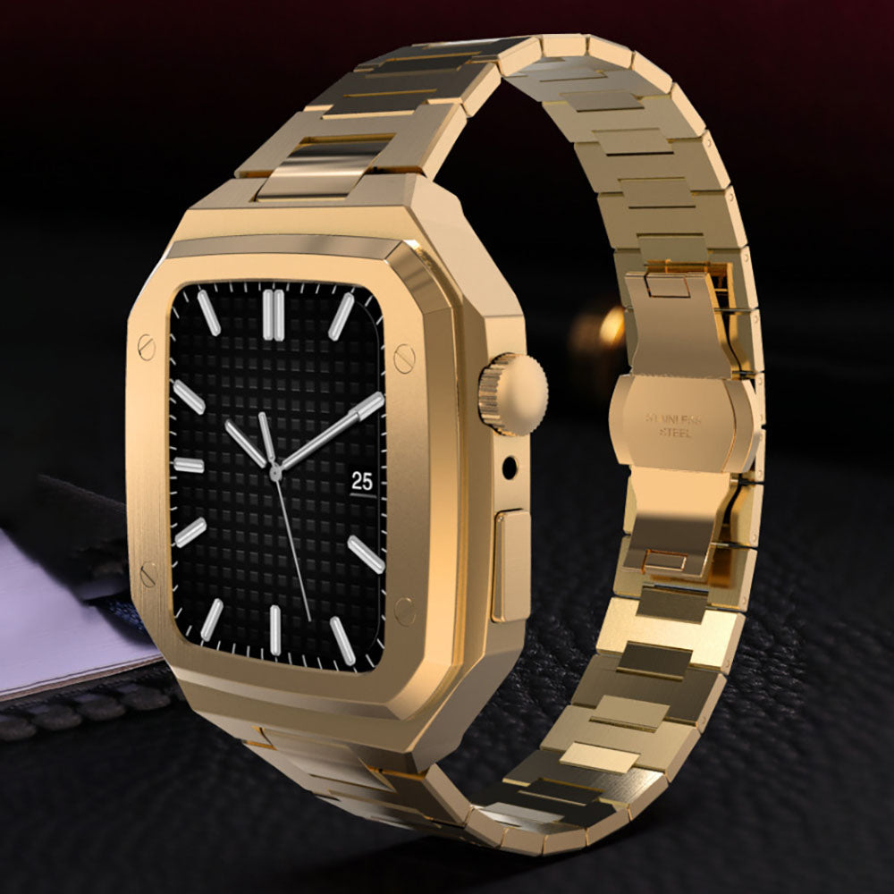 Luxury Metal Case Strap For Apple Watch 44/45mm - Mycasety Mycasety