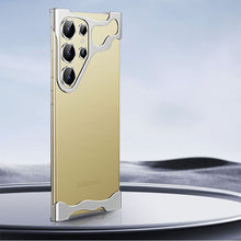 Load image into Gallery viewer, Frameless Aluminum Alloy Metal Corner Pad Anti-Fall Phone Case With Lens Protective Film For Samsung Galaxy
