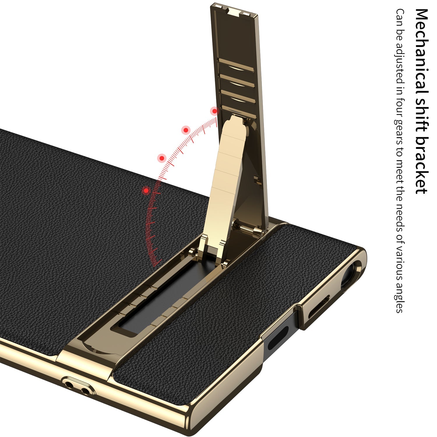 Leather Electroplated Protective Phone Case With Golden Holder For Galaxy