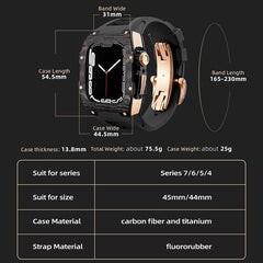 Carbon Fiber And Titanium Case With Fluororubber Strap For Apple Watch 44/45 MM - Mycasety Mycasety