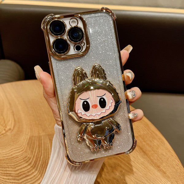 Cute-BU-BU Lovely Airbag Bracket With Mirror iPhone Case