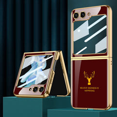 Electroplating Deer Pattern Drop-proof Phone Case For Samsung Galaxy Z Flip5 Flip4 Flip3 - Mycasety Mycasety