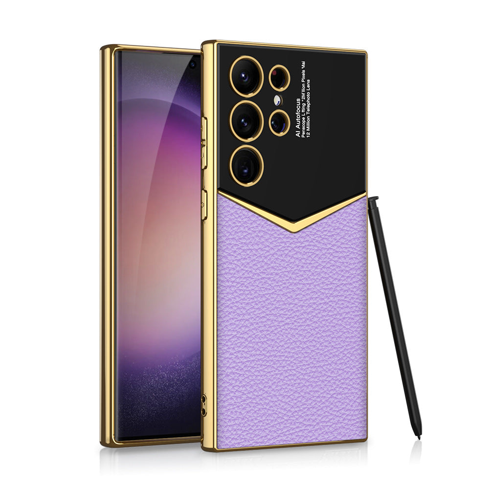 Electroplated Leather Phone Case For Samsung Galaxy S24 S23 Ultra Plus - Mycasety Mycasety
