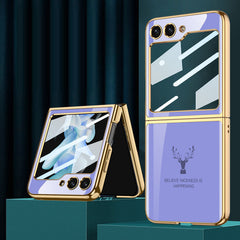 Electroplating Deer Pattern Drop-proof Phone Case For Samsung Galaxy Z Flip5 Flip4 Flip3 - Mycasety Mycasety