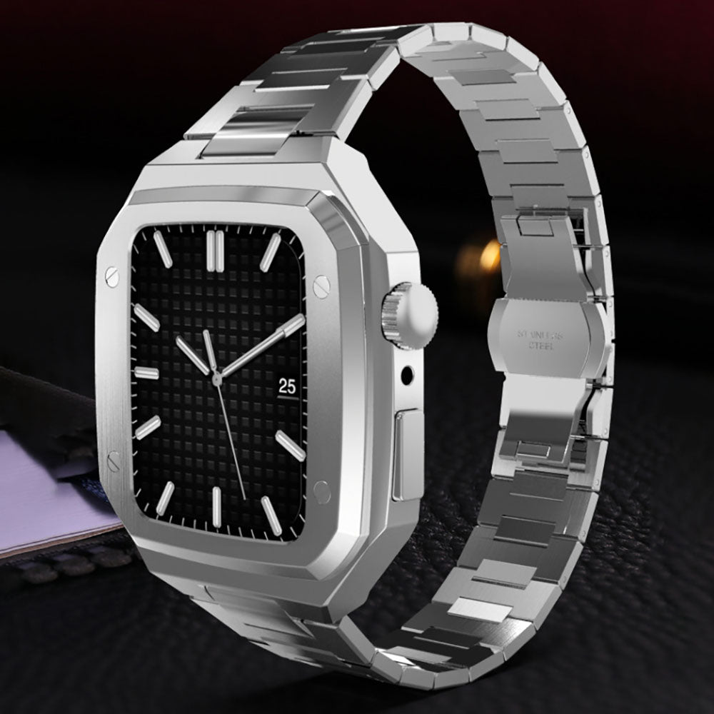 Luxury Metal Case Strap For Apple Watch 44/45mm - Mycasety Mycasety