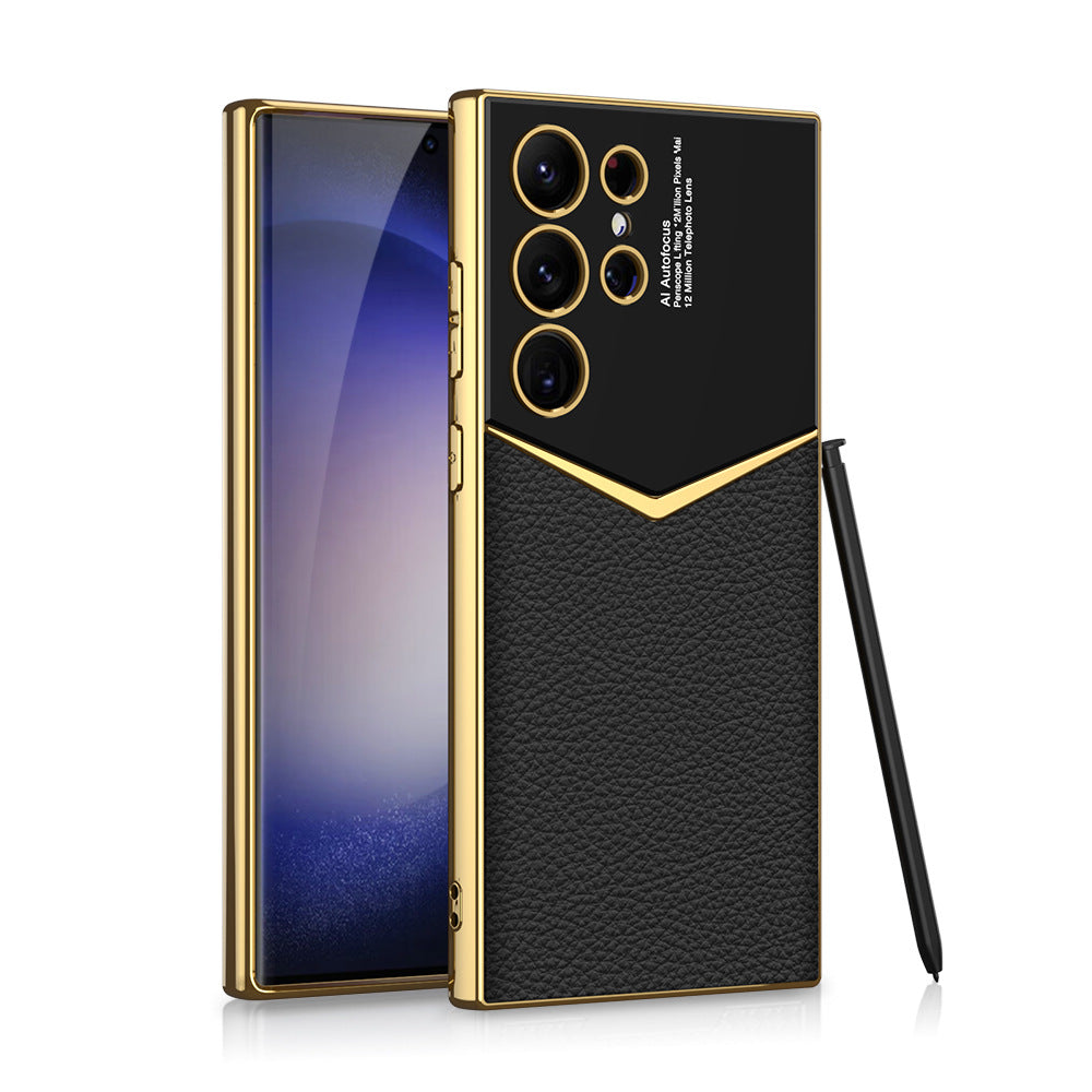 Electroplated Leather Phone Case For Samsung Galaxy S24 S23 Ultra Plus - Mycasety Mycasety