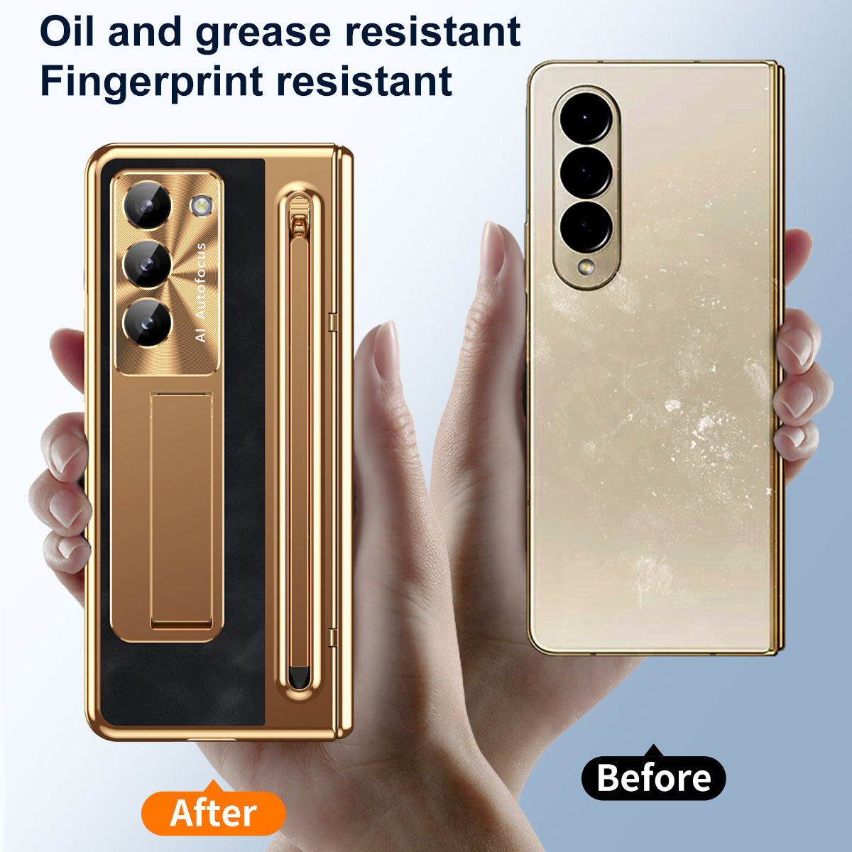 Luxury Leather Golden Electroplated Phone Case With Stylus For Galaxy Z Fold 6/5/4/3 With Back Screen Glass