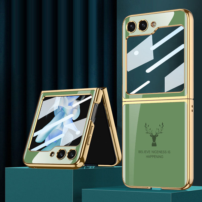 Electroplating Deer Pattern Drop-proof Phone Case For Samsung Galaxy Z Flip5 Flip4 Flip3 - Mycasety Mycasety