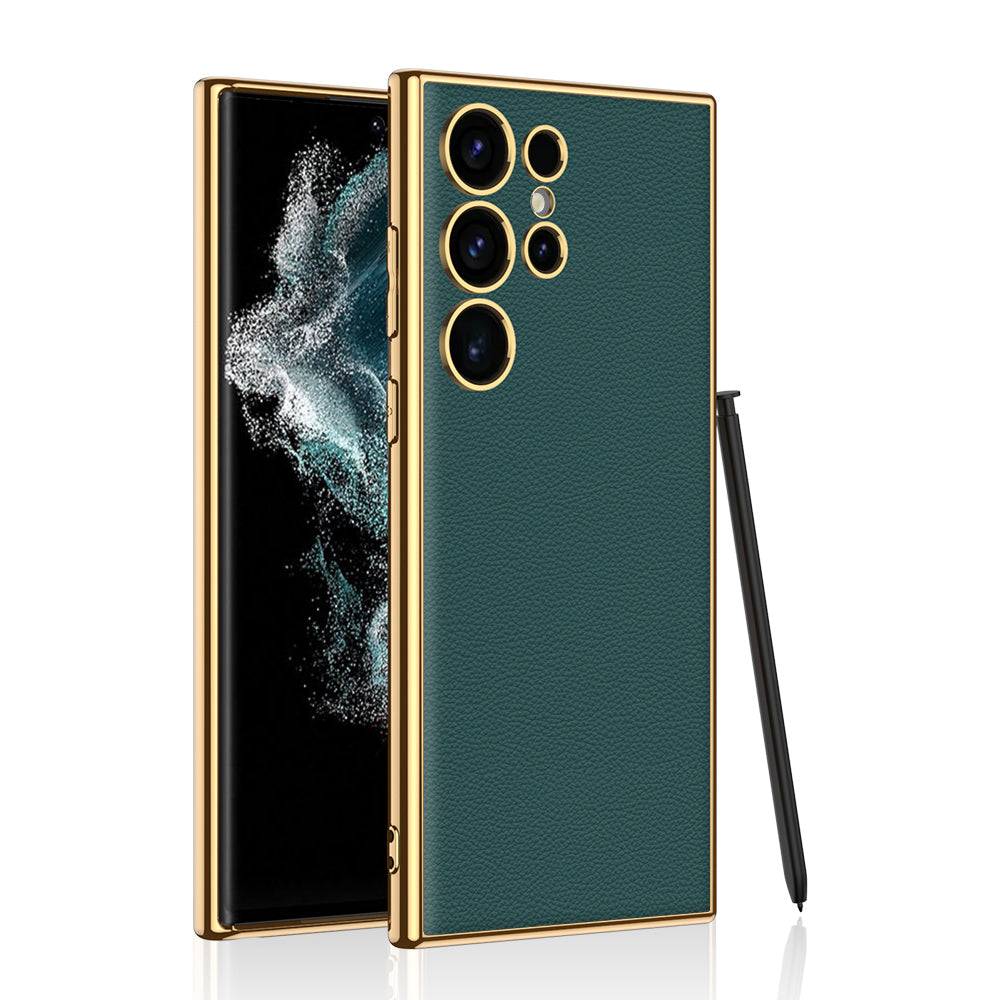 Leather Electroplated Protective Phone Case For Samsung Galaxy S24 S23 Ultra Plus - Mycasety Mycasety