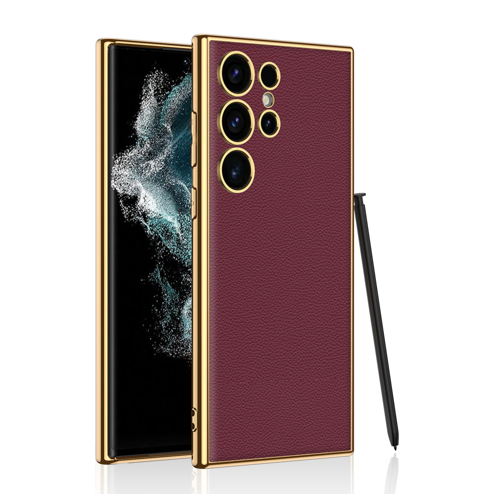 Leather Electroplated Protective Phone Case For Samsung Galaxy S24 S23 Ultra Plus - Mycasety Mycasety