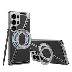 Electroplating Leather Shockproof Phone Case With Magnetic Ring Holder For Galaxy