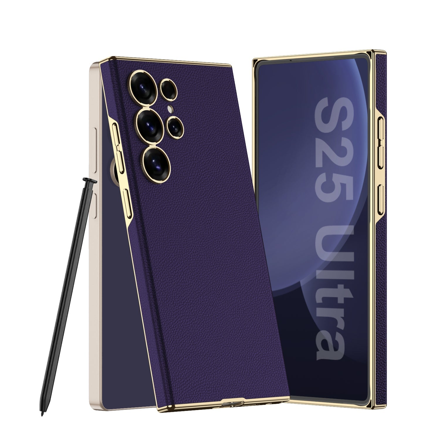 Golden Electroplated Leather Shockproof Phone Case For Galaxy