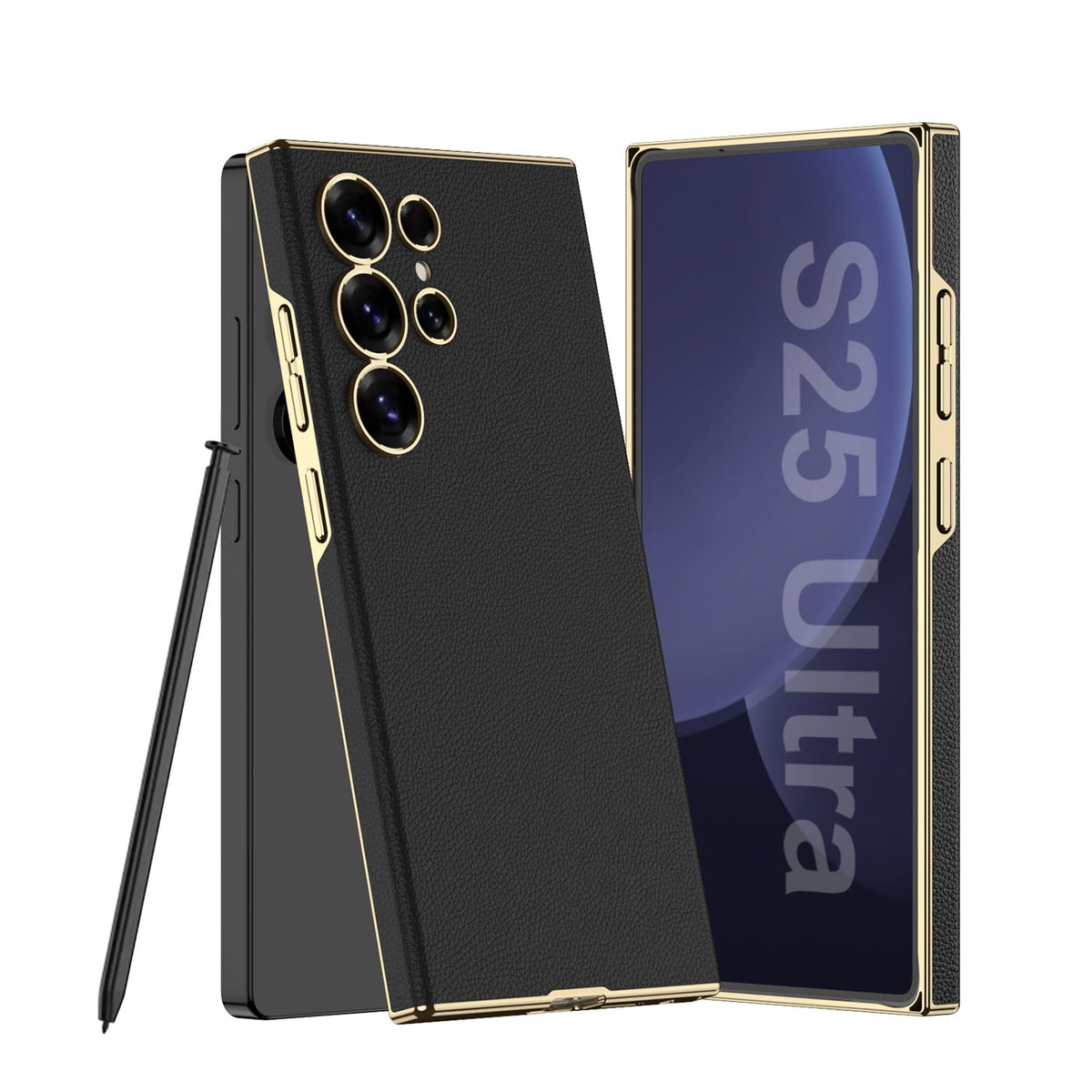 Golden Electroplated Leather Shockproof Phone Case For Galaxy