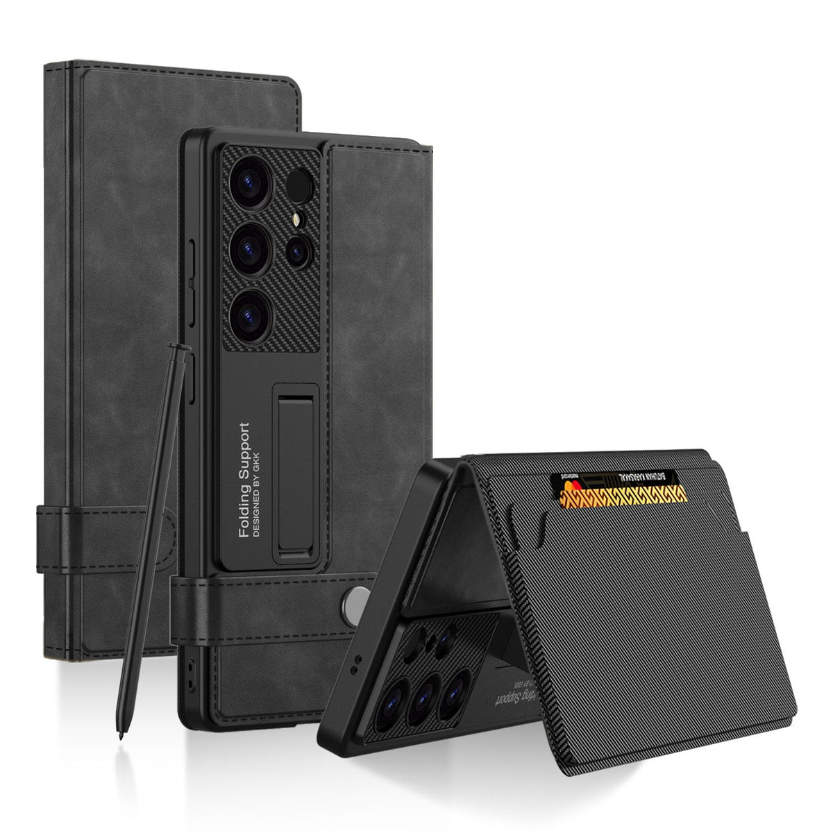 Leather Shockproof Phone Cover With Bracket For Galaxy